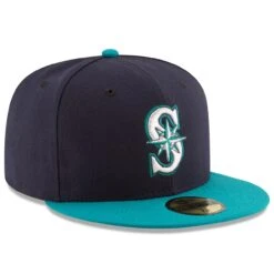 Men's Seattle Mariners New Era Navy/Aqua Alternate Authentic Collection On Field 59FIFTY Fitted Hat -Hat Shop aqua seattle mariners alternate authentic collection on field 59fifty fitted hat pi2659000 altimages ff 2659204alt3 full
