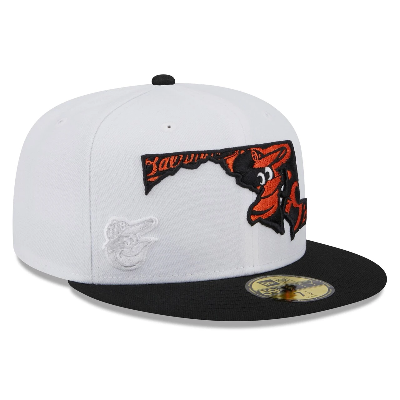 Men's Baltimore Orioles New Era White/Black State 59FIFTY Fitted Hat 3 Men's Baltimore Orioles New Era White/Black State 59FIFTY Fitted Hat - Image 3