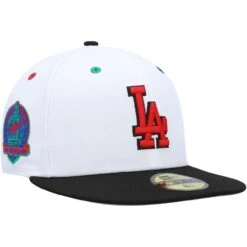 Men's Los Angeles Dodgers New Era White/Black 60th Anniversary Primary Eye 59FIFTY Fitted Hat