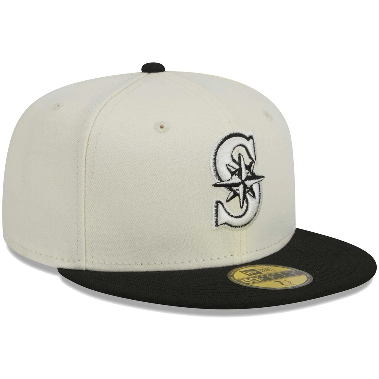 Men's Seattle Mariners New Era Stone/Black Chrome 59FIFTY Fitted Hat 3 Men's Seattle Mariners New Era Stone/Black Chrome 59FIFTY Fitted Hat - Image 3