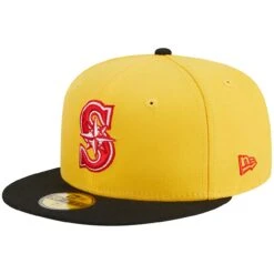 Men's Seattle Mariners New Era Yellow/Black Grilled 59FIFTY Fitted Hat -Hat Shop black seattle mariners grilled 59fifty fitted hat ss5 p 200006683pv 3u bvi139vpyint8ybvwesjv pzdipnvmerz6ubax7ruv