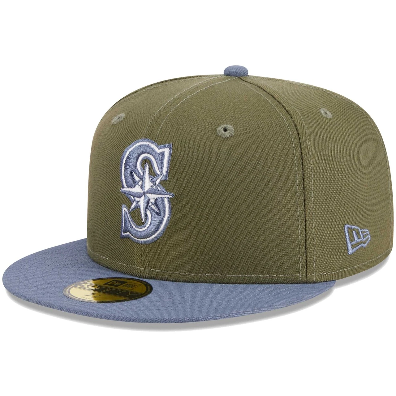 Men's Seattle Mariners New Era Olive/Blue 59FIFTY Fitted Hat 3 Men's Seattle Mariners New Era Olive/Blue 59FIFTY Fitted Hat - Image 3