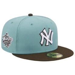 Men's New York Yankees New Era Light Blue/Brown 1999 World Series Beach Kiss 59FIFTY Fitted Hat