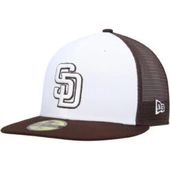 Men's San Diego Padres New Era White/Brown 2023 On-Field Batting Practice 59FIFTY Fitted Hat