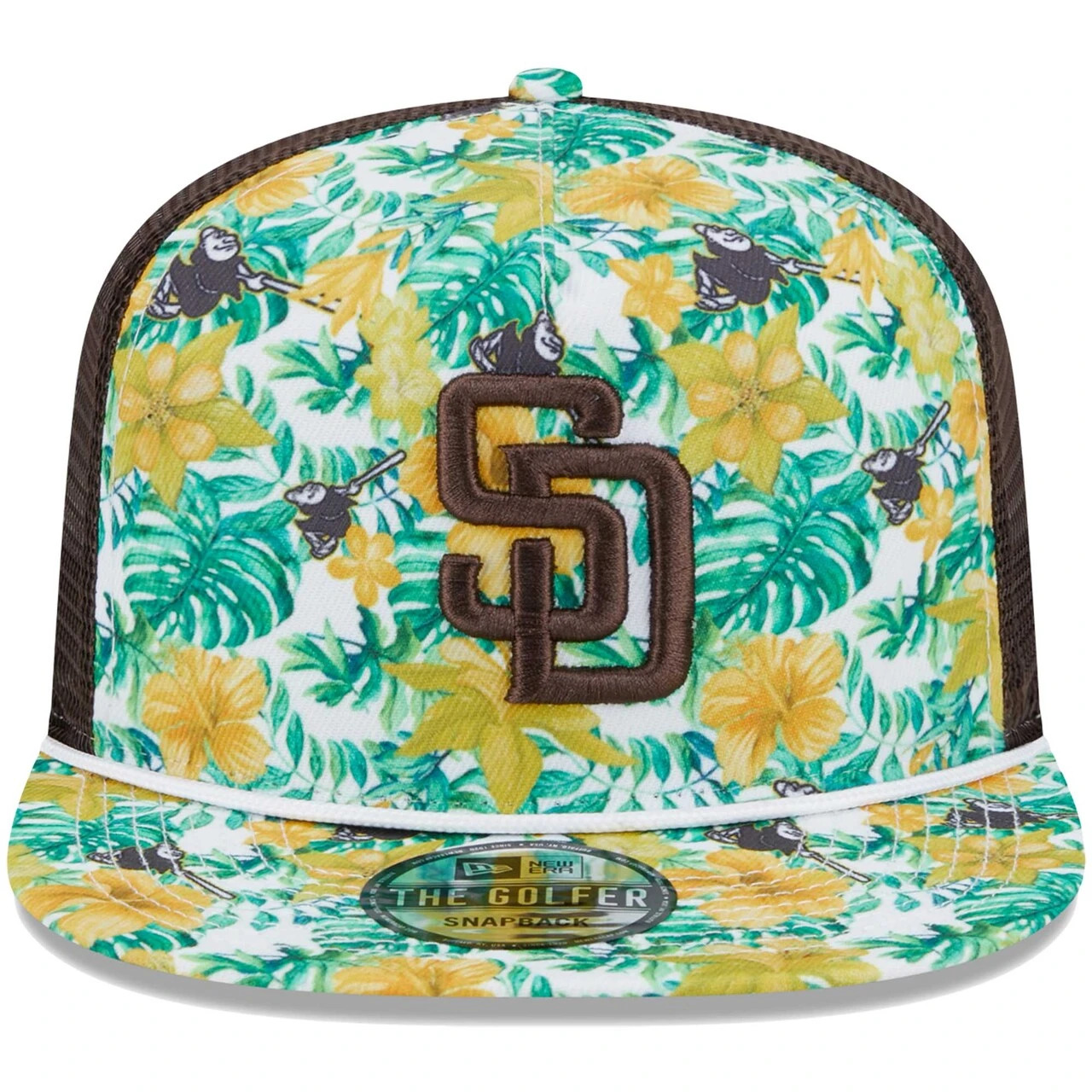Men's San Diego Padres New Era White/Brown Tropic Floral Golfer Snapback Hat 2 Men's San Diego Padres New Era White/Brown Tropic Floral Golfer Snapback Hat - Image 2