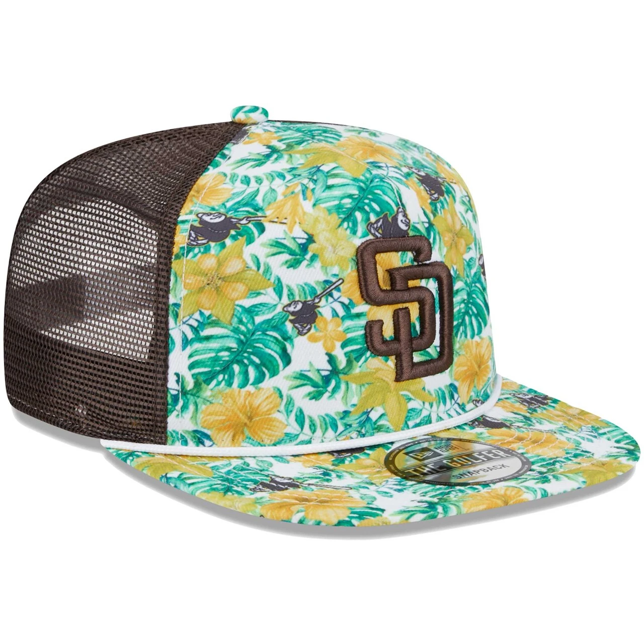 Men's San Diego Padres New Era White/Brown Tropic Floral Golfer Snapback Hat 3 Men's San Diego Padres New Era White/Brown Tropic Floral Golfer Snapback Hat - Image 3