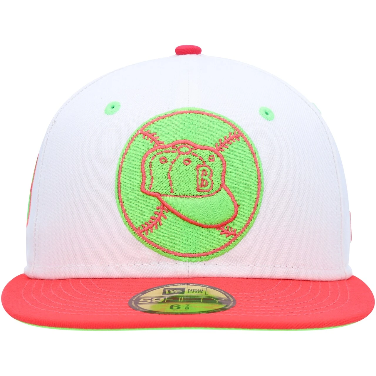 Men's Brooklyn Dodgers New Era White/Coral Cooperstown Collection 1955 World Series Strawberry Lolli 59FIFTY Fitted Hat 2 Men's Brooklyn Dodgers New Era White/Coral Cooperstown Collection 1955 World Series Strawberry Lolli 59FIFTY Fitted Hat - Image 2
