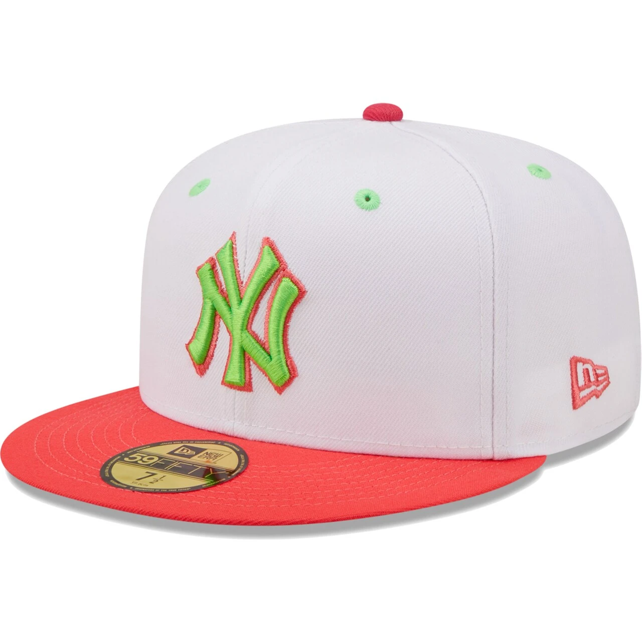 Men's New York Yankees New Era White/Coral 100th Anniversary Strawberry Lolli 59FIFTY Fitted Hat 3 Men's New York Yankees New Era White/Coral 100th Anniversary Strawberry Lolli 59FIFTY Fitted Hat - Image 3