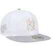 Men's New York Yankees New Era White/Gray 2002 World Series Side Patch Peach Undervisor 59FIFTY Fitted Hat