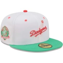 Men's Los Angeles Dodgers New Era White/Green 50th Anniversary In Los Angeles Watermelon Lolli 59FIFTY Fitted Hat