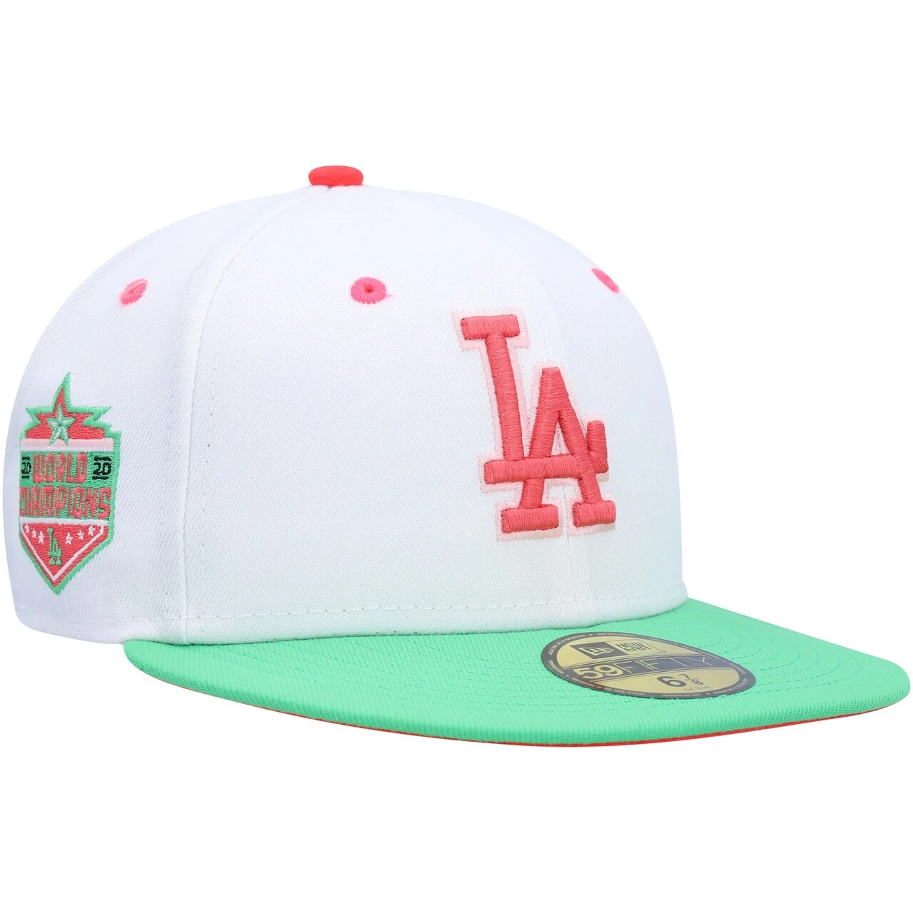 Men's Los Angeles Dodgers New Era White/Green Watermelon Lolli 59FIFTY Fitted Hat 1 Men's Los Angeles Dodgers New Era White/Green Watermelon Lolli 59FIFTY Fitted Hat