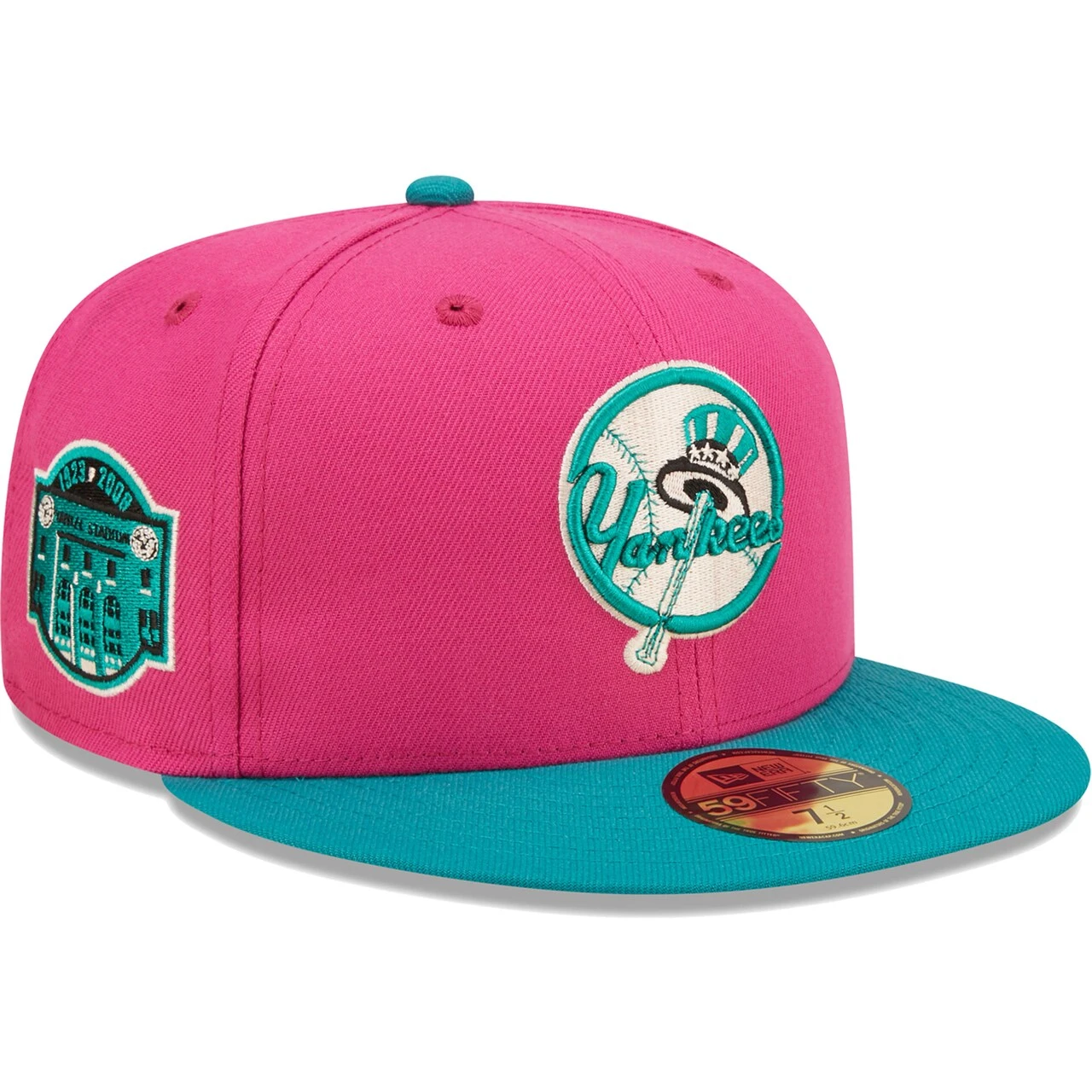 Men's New York Yankees New Era Pink/Green Cooperstown Collection Yankee Stadium Passion Forest 59FIFTY Fitted Hat 1 Men's New York Yankees New Era Pink/Green Cooperstown Collection Yankee Stadium Passion Forest 59FIFTY Fitted Hat