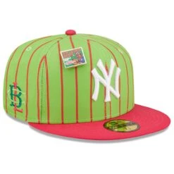 Men's New York Yankees New Era Pink/Green MLB X Big League Chew Wild Pitch Watermelon Flavor Pack 59FIFTY Fitted Hat
