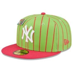 Men's New York Yankees New Era Pink/Green MLB X Big League Chew Wild Pitch Watermelon Flavor Pack 59FIFTY Fitted Hat -Hat Shop green new york yankees mlb x big league chew wild pitch watermelon flavor pack 59fifty fitted hat pi4534000 altimages ff 4534238 73b59741427046d9cba7alt3 full