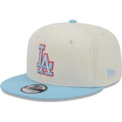 Men's Los Angeles Dodgers New Era Cream/Light Blue Spring Basic Two-Tone 9FIFTY Snapback Hat