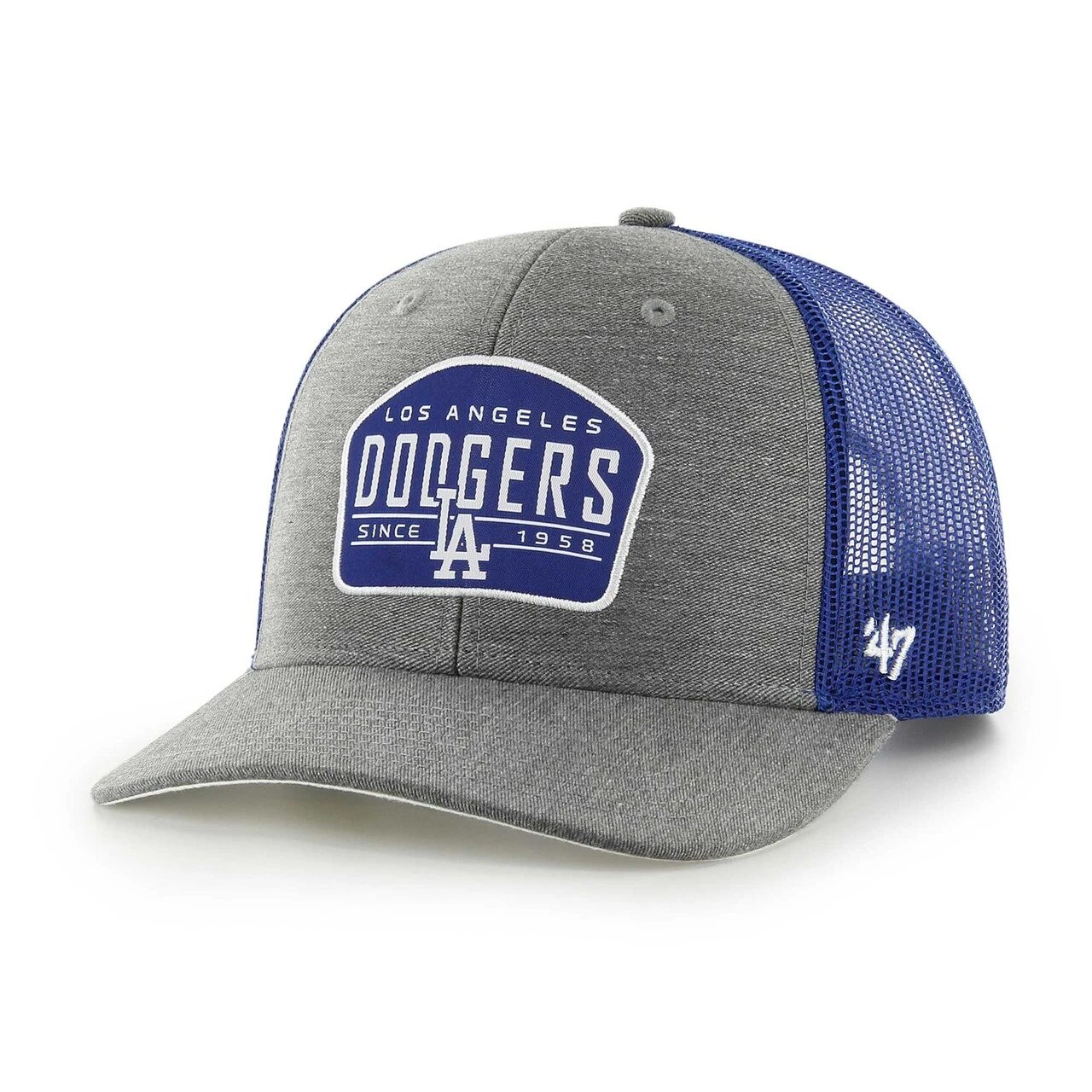 Men's Los Angeles Dodgers '47 Charcoal Slate Trucker Snapback Hat 1 Men's Los Angeles Dodgers '47 Charcoal Slate Trucker Snapback Hat