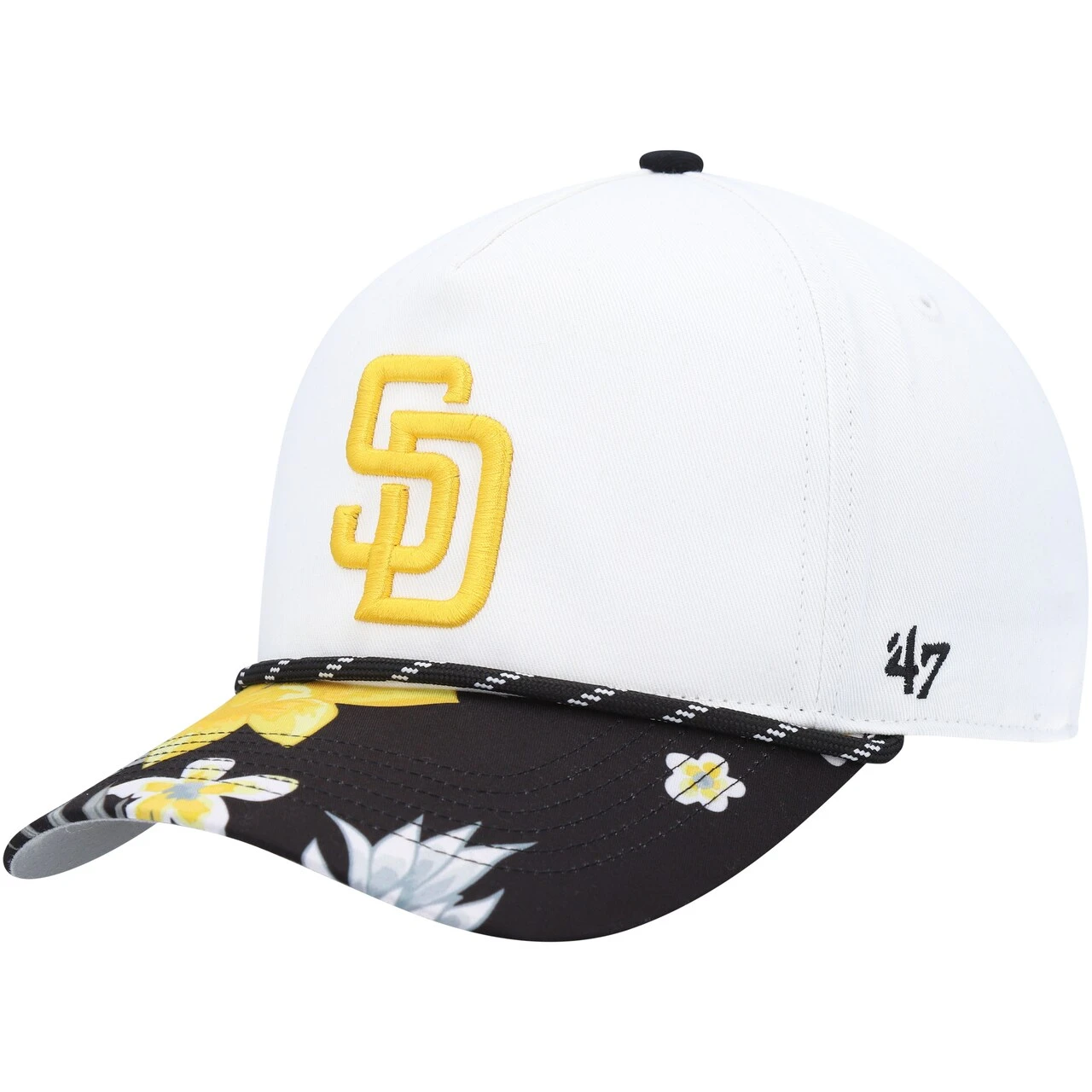 Men's San Diego Padres '47 White Dark Tropic Hitch Snapback Hat 1 Men's San Diego Padres '47 White Dark Tropic Hitch Snapback Hat