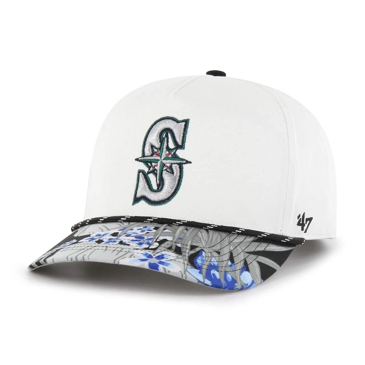 Men's Seattle Mariners '47 White Dark Tropic Hitch Snapback Hat 1 Men's Seattle Mariners '47 White Dark Tropic Hitch Snapback Hat