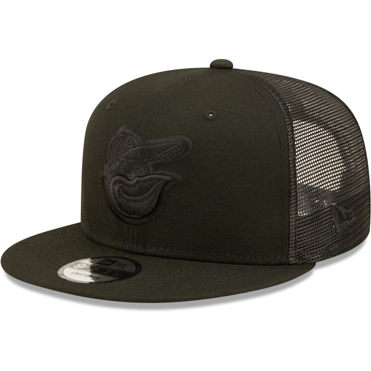 Men's Baltimore Orioles New Era Blackout Trucker 9FIFTY Snapback Hat 1 Men's Baltimore Orioles New Era Blackout Trucker 9FIFTY Snapback Hat