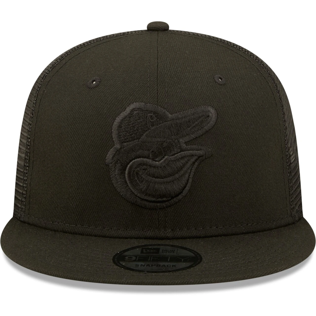 Men's Baltimore Orioles New Era Blackout Trucker 9FIFTY Snapback Hat 2 Men's Baltimore Orioles New Era Blackout Trucker 9FIFTY Snapback Hat - Image 2