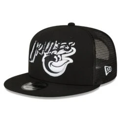 Men's Baltimore Orioles New Era Black Street Trucker 9FIFTY Snapback Hat