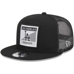 Men's Los Angeles Dodgers New Era Black Scratch Squared Trucker 9FIFTY Snapback Hat