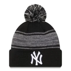 Men's New York Yankees New Era Black Chilled Cuffed Knit Hat With Pom