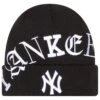 Men's New York Yankees New Era Black Old English Letter Cuffed Knit Hat