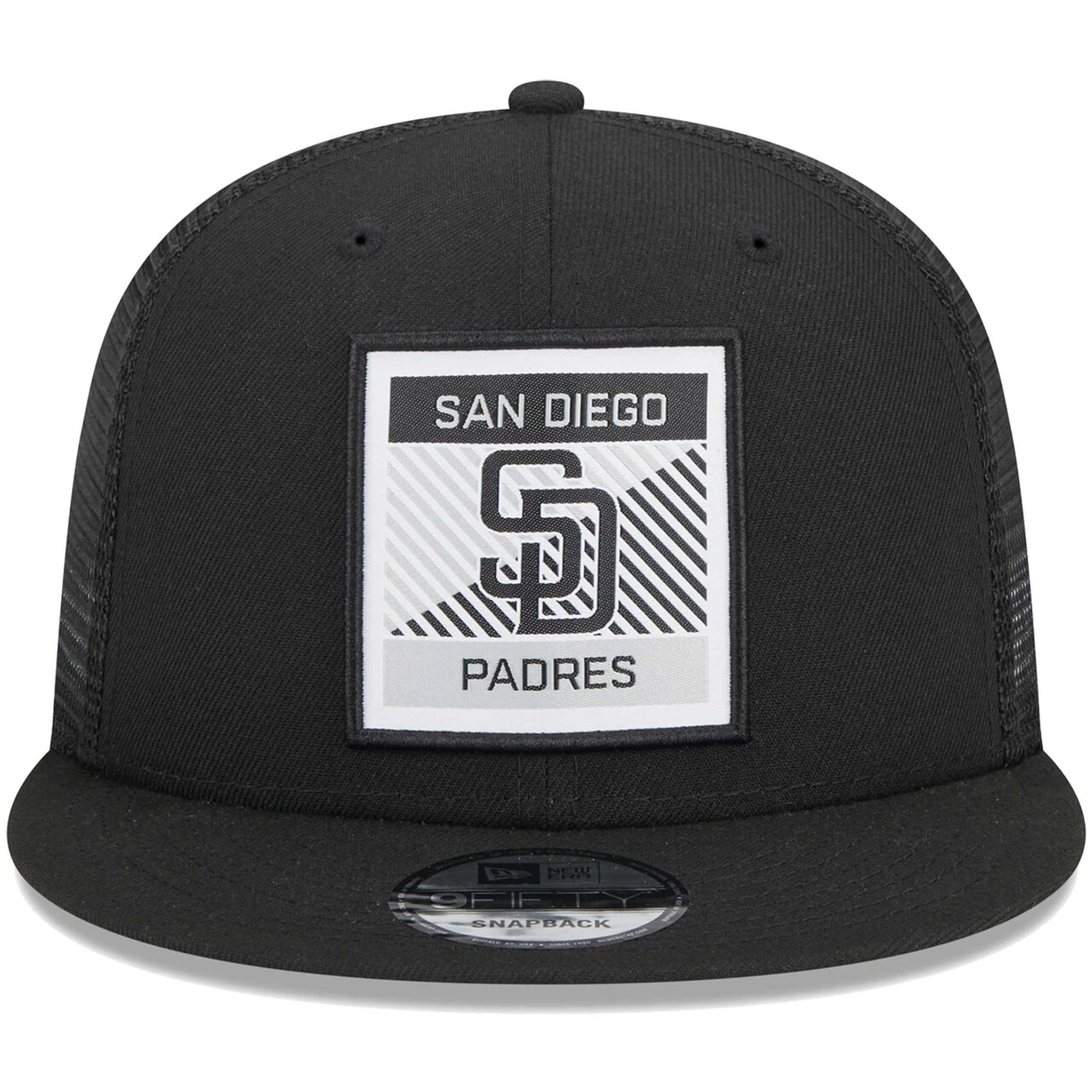 Men's San Diego Padres New Era Black Scratch Squared Trucker 9FIFTY Snapback Hat 2 Men's San Diego Padres New Era Black Scratch Squared Trucker 9FIFTY Snapback Hat - Image 2