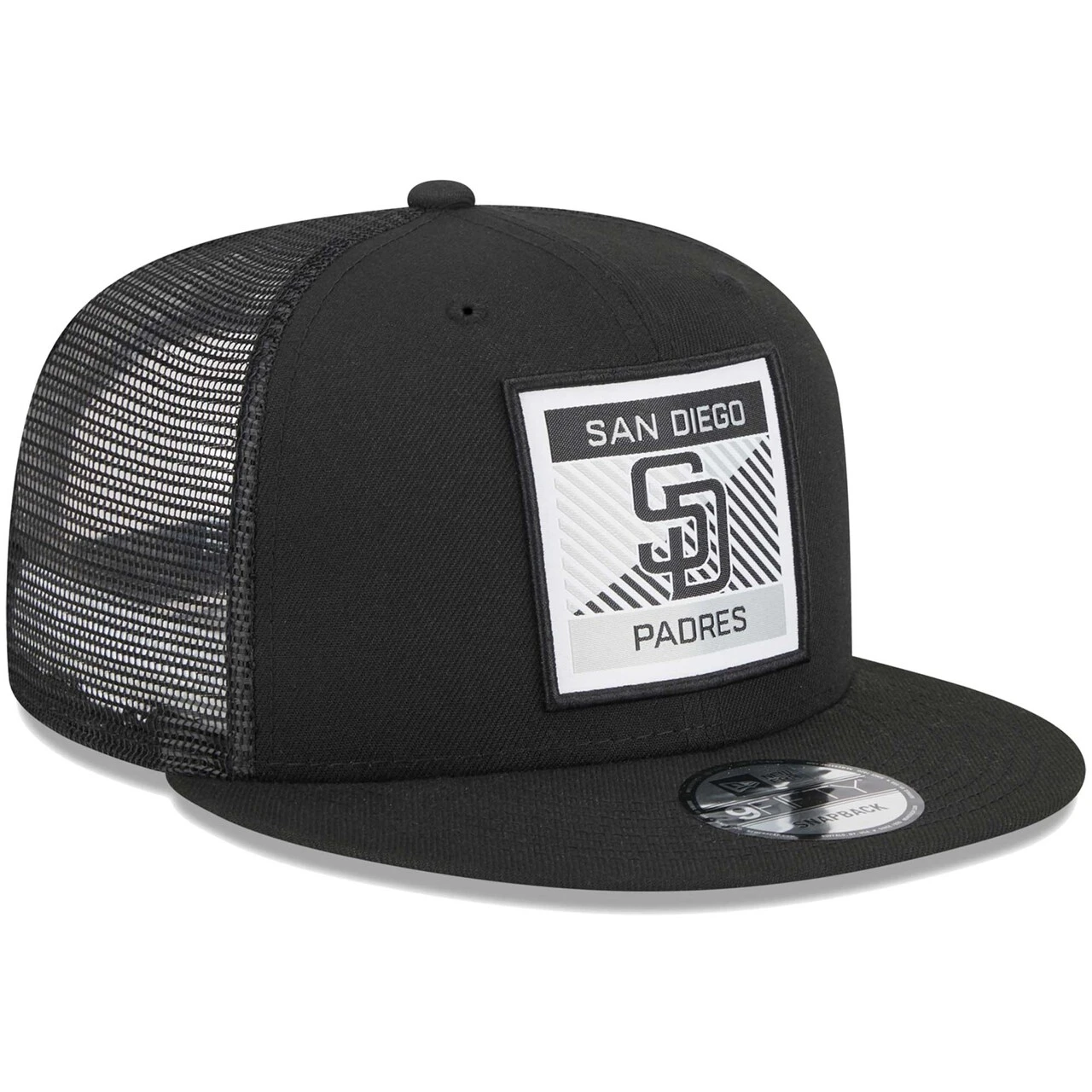 Men's San Diego Padres New Era Black Scratch Squared Trucker 9FIFTY Snapback Hat 3 Men's San Diego Padres New Era Black Scratch Squared Trucker 9FIFTY Snapback Hat - Image 3