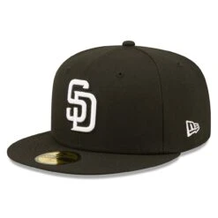 Men's San Diego Padres New Era Black Team Logo 59FIFTY Fitted Hat