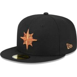 Men's Seattle Mariners New Era Black Metallic Pop 59FIFTY Fitted Hat
