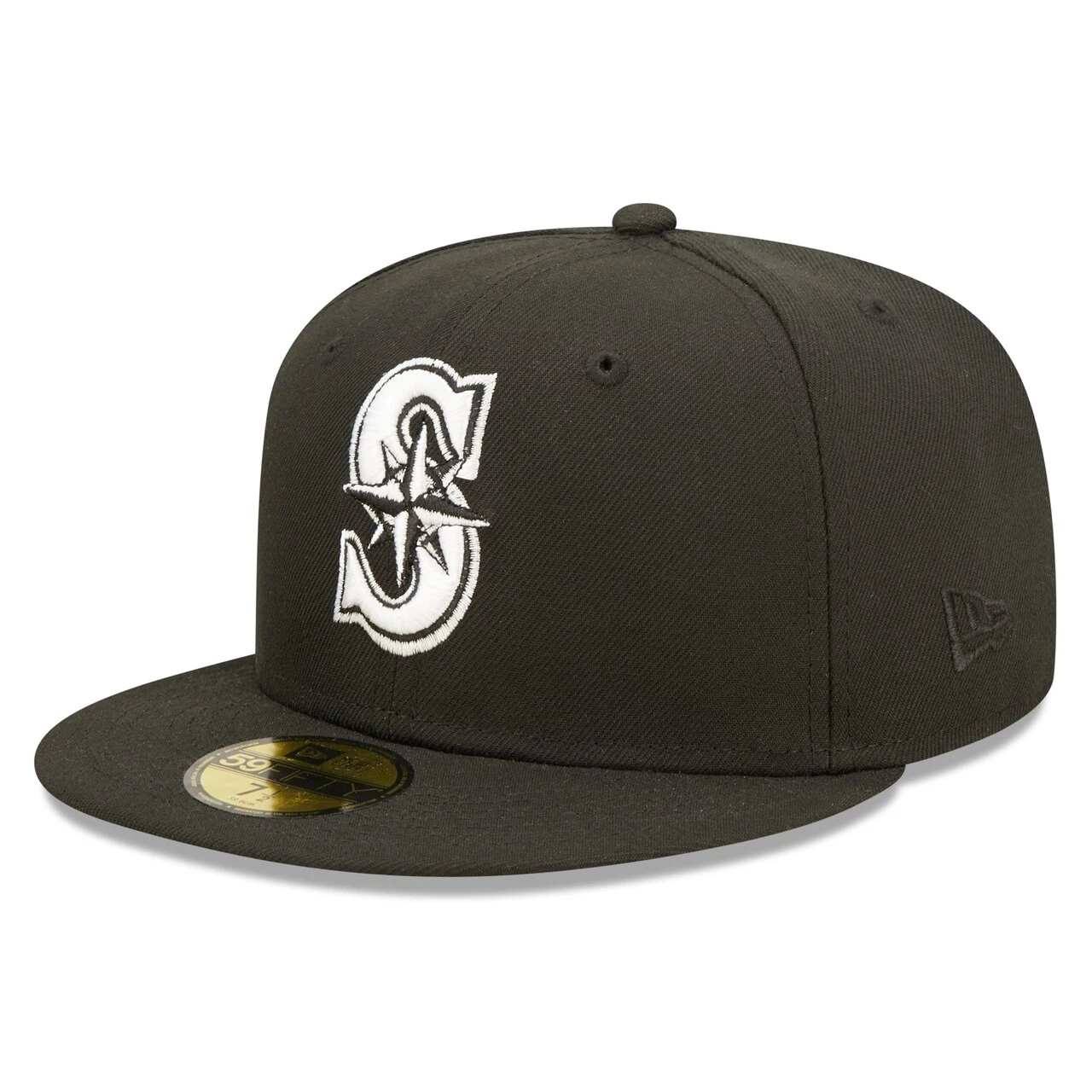 Men's Seattle Mariners New Era Black Team Logo 59FIFTY Fitted Hat 1 Men's Seattle Mariners New Era Black Team Logo 59FIFTY Fitted Hat