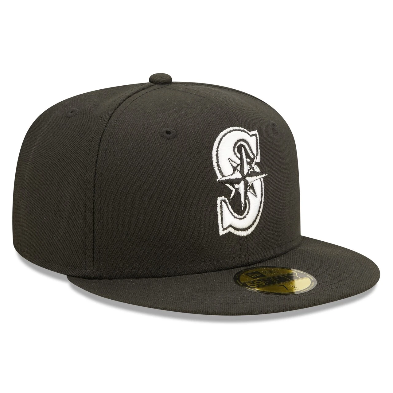 Men's Seattle Mariners New Era Black Team Logo 59FIFTY Fitted Hat 3 Men's Seattle Mariners New Era Black Team Logo 59FIFTY Fitted Hat - Image 3