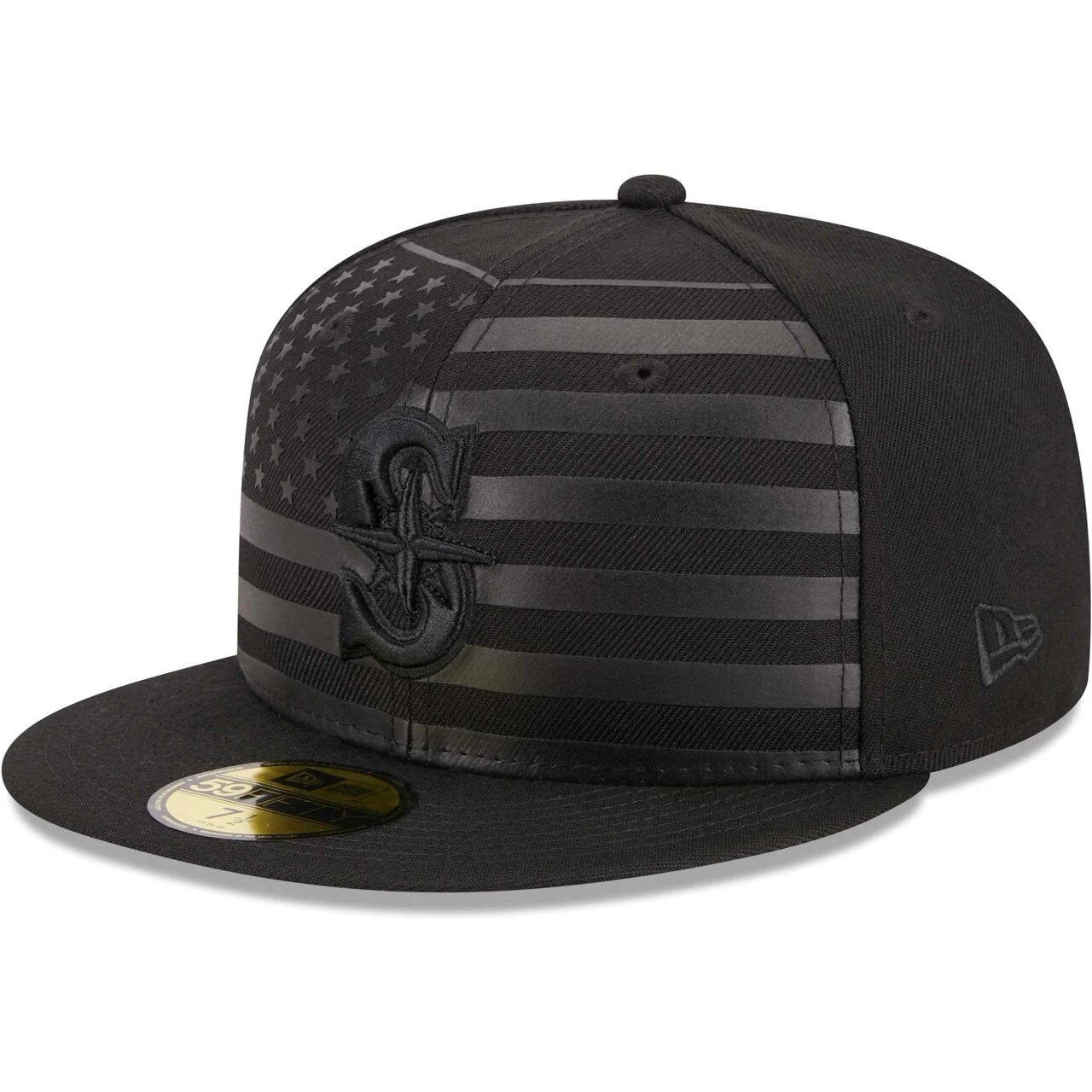Men's Seattle Mariners New Era Black Tonal Flag 59FIFTY Fitted Hat 1 Men's Seattle Mariners New Era Black Tonal Flag 59FIFTY Fitted Hat