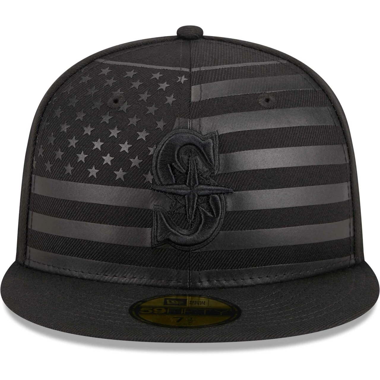 Men's Seattle Mariners New Era Black Tonal Flag 59FIFTY Fitted Hat 2 Men's Seattle Mariners New Era Black Tonal Flag 59FIFTY Fitted Hat - Image 2