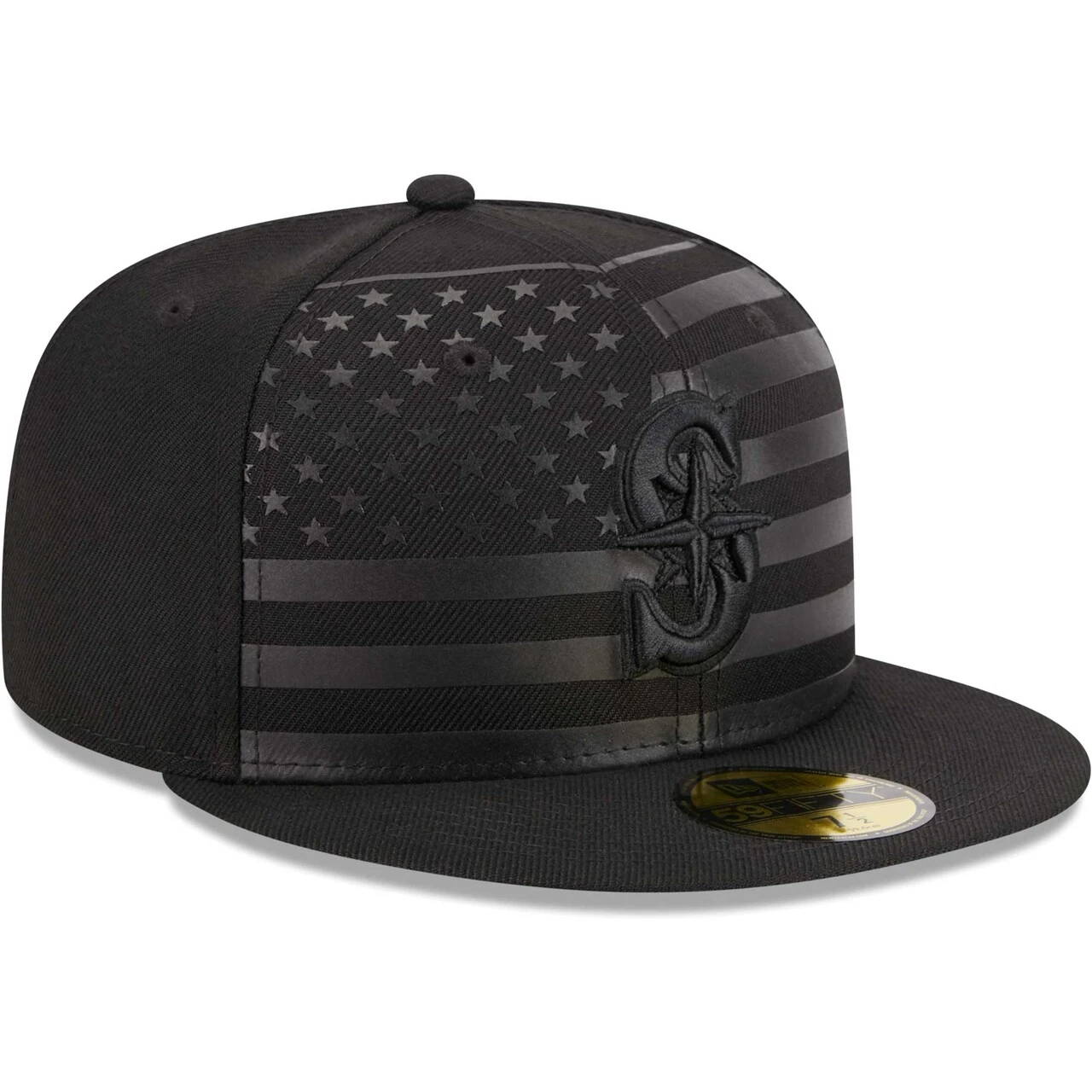 Men's Seattle Mariners New Era Black Tonal Flag 59FIFTY Fitted Hat 3 Men's Seattle Mariners New Era Black Tonal Flag 59FIFTY Fitted Hat - Image 3
