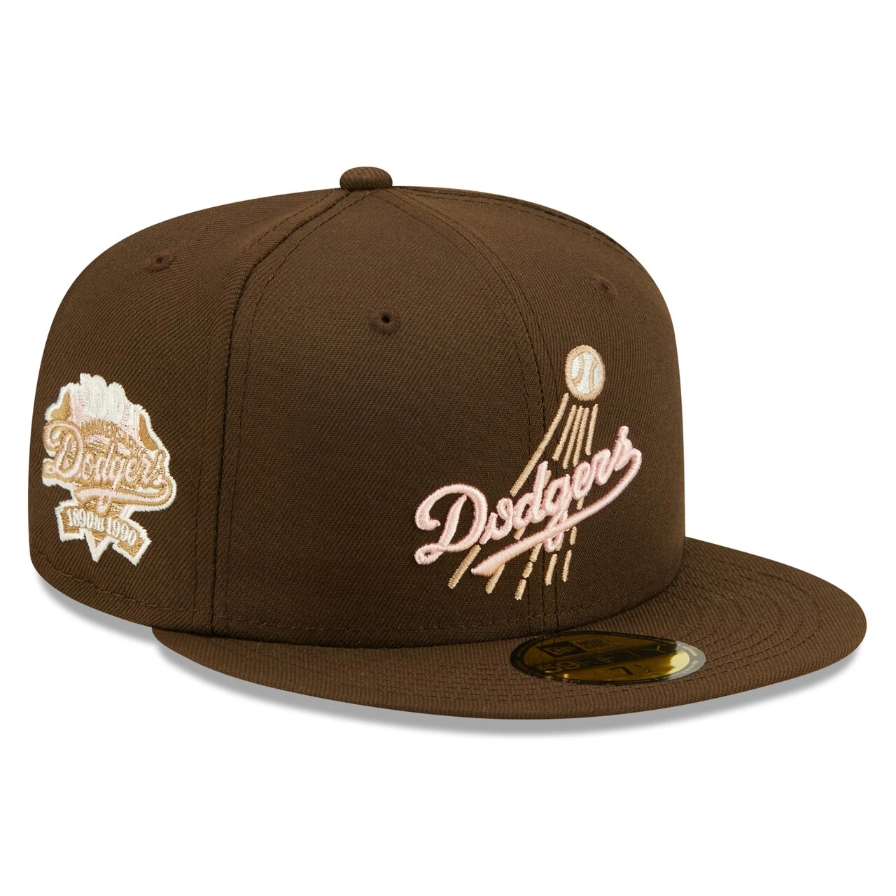 Men's Los Angeles Dodgers New Era Brown 100th Anniversary Pink Undervisor 59FIFTY Fitted Hat 1 Men's Los Angeles Dodgers New Era Brown 100th Anniversary Pink Undervisor 59FIFTY Fitted Hat