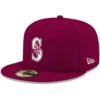 Men's Seattle Mariners New Era Cardinal White Logo 59FIFTY Fitted Hat