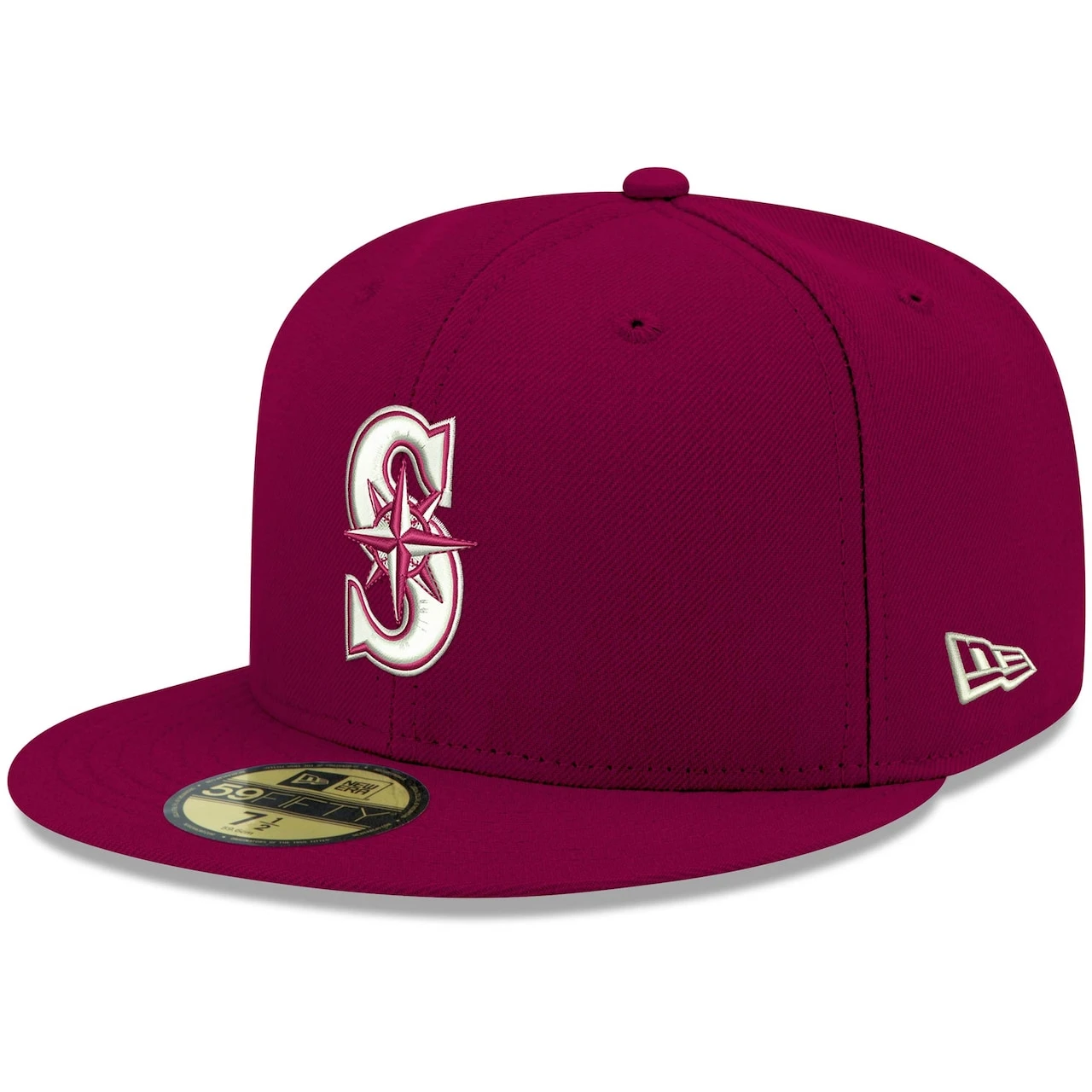 Men's Seattle Mariners New Era Cardinal White Logo 59FIFTY Fitted Hat 1 Men's Seattle Mariners New Era Cardinal White Logo 59FIFTY Fitted Hat