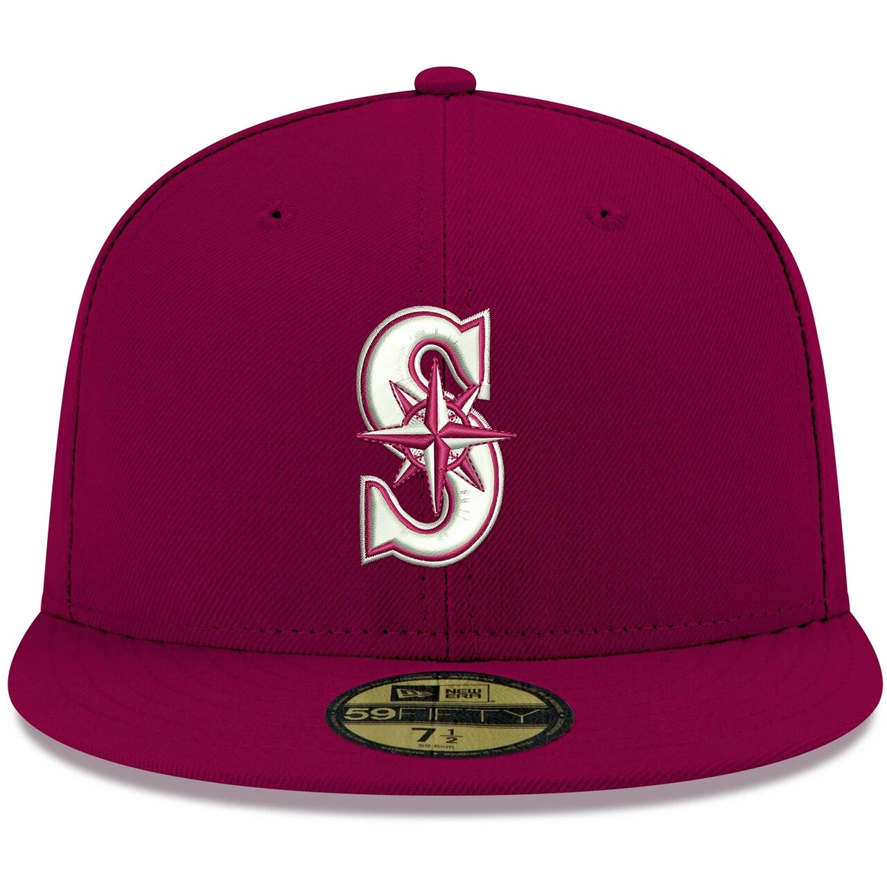 Men's Seattle Mariners New Era Cardinal White Logo 59FIFTY Fitted Hat 2 Men's Seattle Mariners New Era Cardinal White Logo 59FIFTY Fitted Hat - Image 2