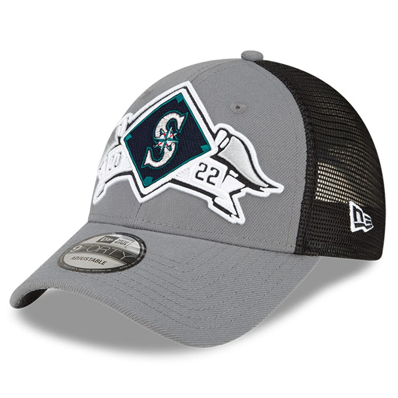 Men's Seattle Mariners New Era Gray 2022 AL Wild Card Locker Room 9FORTY Snapback Hat 1 Men's Seattle Mariners New Era Gray 2022 AL Wild Card Locker Room 9FORTY Snapback Hat