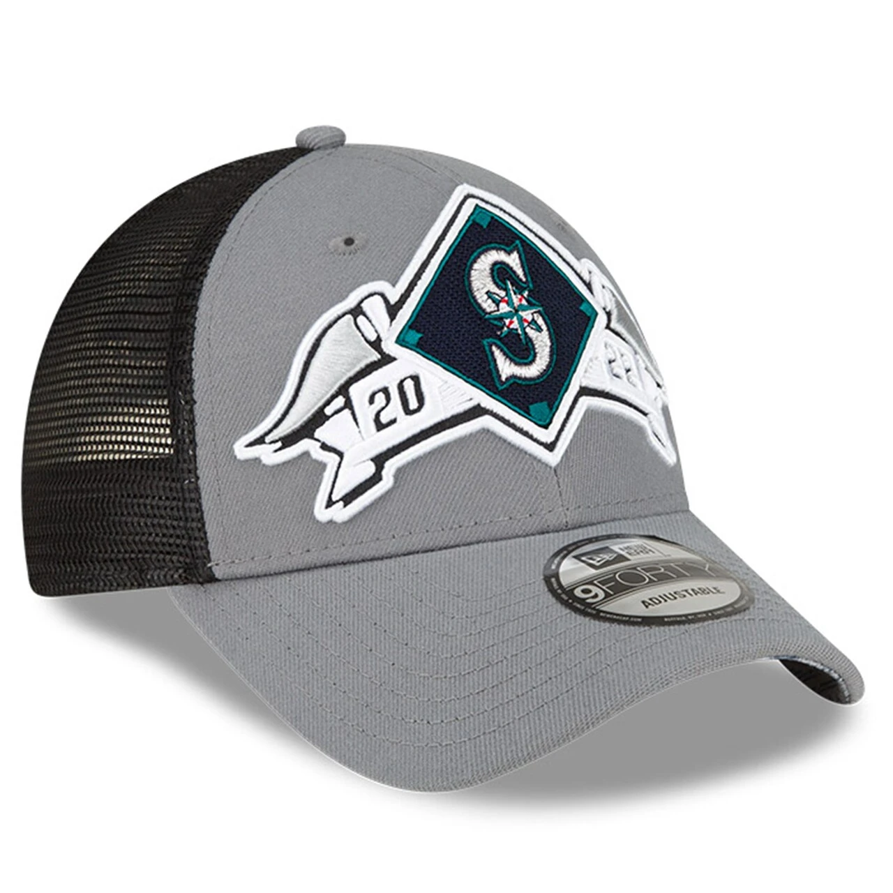 Men's Seattle Mariners New Era Gray 2022 AL Wild Card Locker Room 9FORTY Snapback Hat 3 Men's Seattle Mariners New Era Gray 2022 AL Wild Card Locker Room 9FORTY Snapback Hat - Image 3