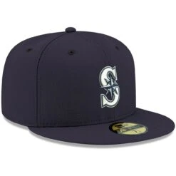 Men's Seattle Mariners New Era Navy White Logo 59FIFTY Fitted Hat -Hat Shop mens new era navy seattle mariners white logo 59fifty fitted hat pi4208000 altimages ff 4208763 853acae601651486fe88alt3 full