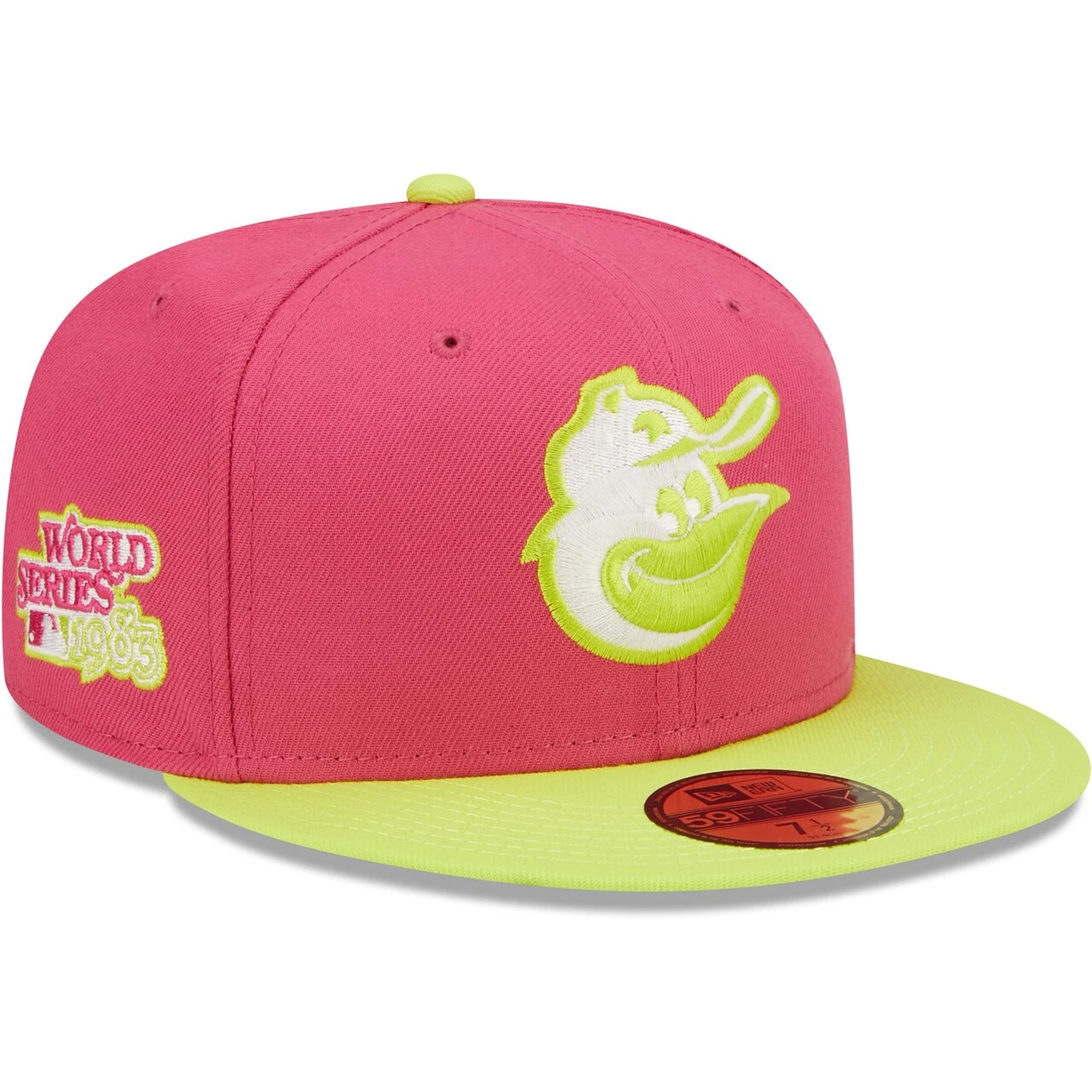 Men's Baltimore Orioles New Era Pink 1983 World Series Champions Beetroot Cyber 59FIFTY Fitted Hat 1 Men's Baltimore Orioles New Era Pink 1983 World Series Champions Beetroot Cyber 59FIFTY Fitted Hat