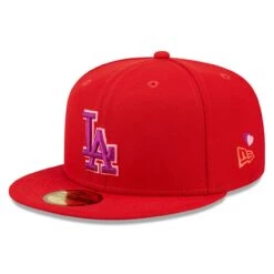 Men's Los Angeles Dodgers New Era Red Purple Undervisor 59FIFTY Fitted Hat