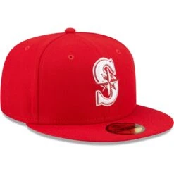 Men's Seattle Mariners New Era Red White Logo 59FIFTY Fitted Hat -Hat Shop mens new era red seattle mariners white logo 59fifty fitted hat pi4692000 altimages ff 4692875 303f044a1f77975b1d4falt3 full