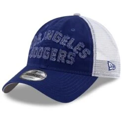 Men's Los Angeles Dodgers New Era Royal Frayed Wordmark Trucker 9TWENTY Adjustable Hat