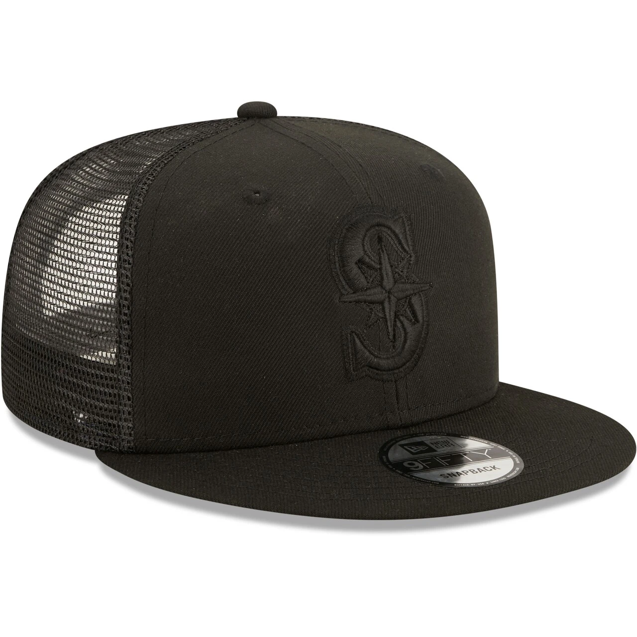 Men's Seattle Mariners New Era Blackout Trucker 9FIFTY Snapback Hat 3 Men's Seattle Mariners New Era Blackout Trucker 9FIFTY Snapback Hat - Image 3