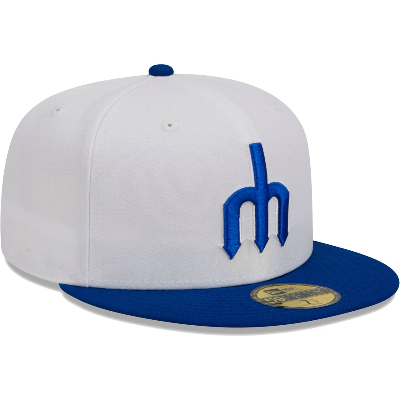 Men's Seattle Mariners New Era White Optic 59FIFTY Fitted Hat 3 Men's Seattle Mariners New Era White Optic 59FIFTY Fitted Hat - Image 3